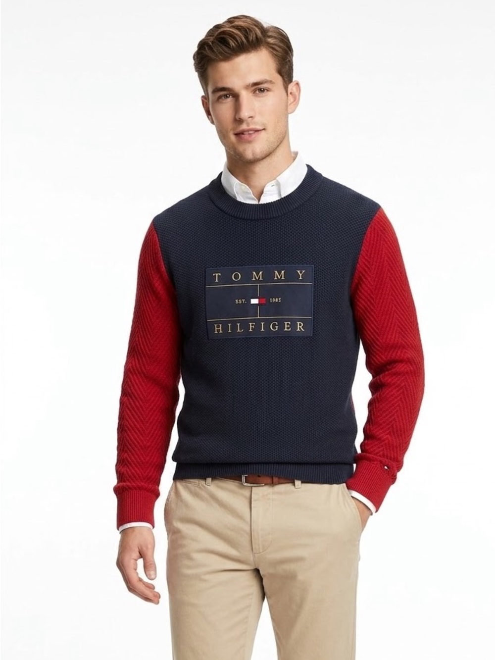 Tommy Hilfiger Retro Sweater Colour Block Preppy Collegiate